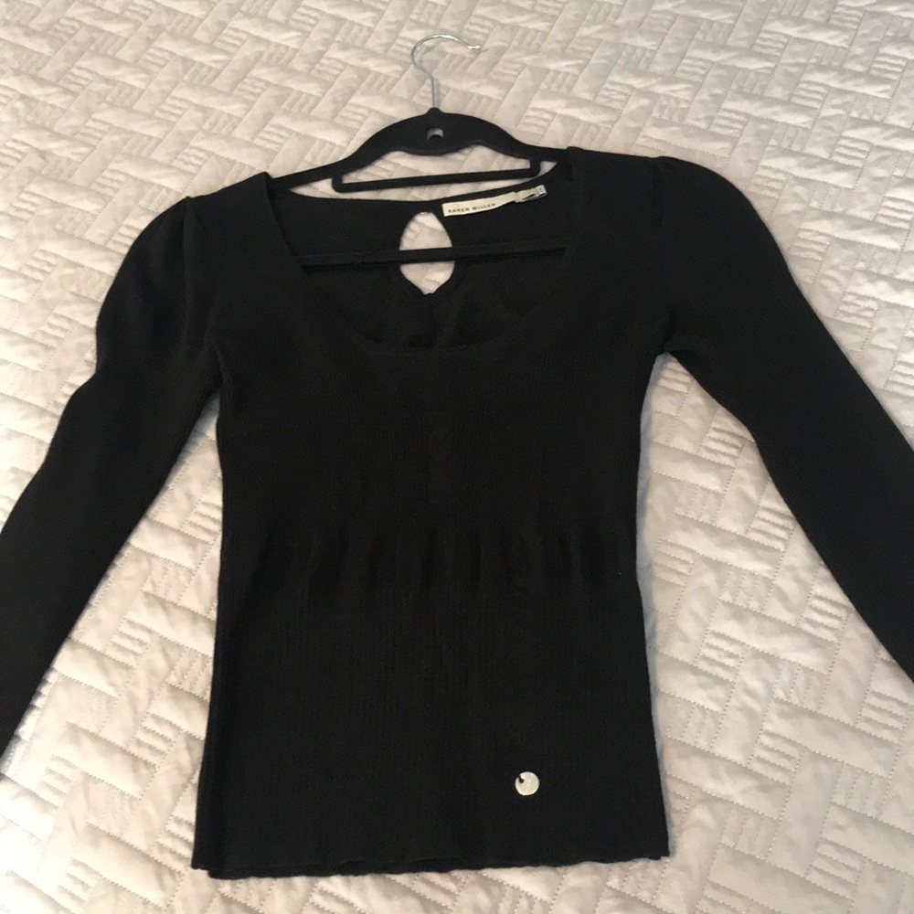 Black Karen Millen fitted scoop neck sweater